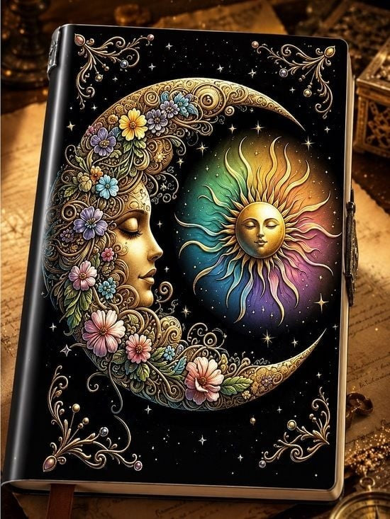 Moon & Sun Floral Journal Hardcover – Multicolor