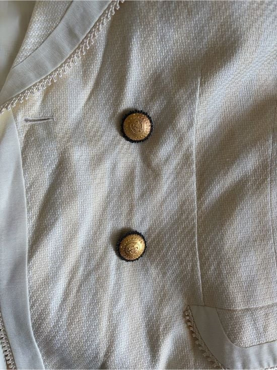 Dior Cream Double-Breasted Blazer with Gold Buttons Size 16 Fits L/XL