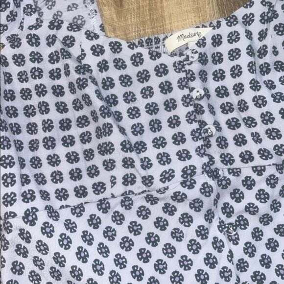 Last One! NWT MADEWELL Patterned Button Down Mini Dress Soft Blue Sz 6