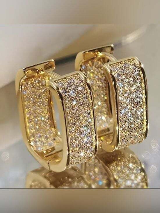 Classic Gold Pave Crystal Huggie Earrings