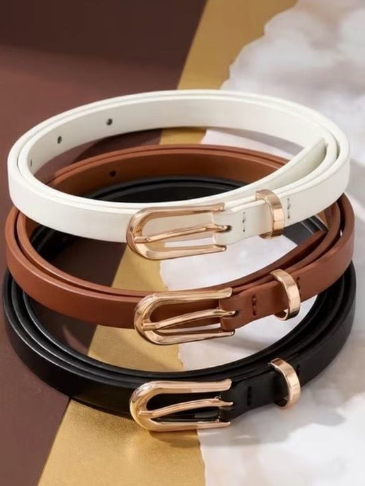 1 x Leather Waist Belt with Oval Buckle in Brown