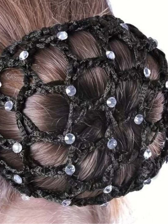 Black Crystal Bun Covers | Y2K Balletcore Rave Hair Accessories