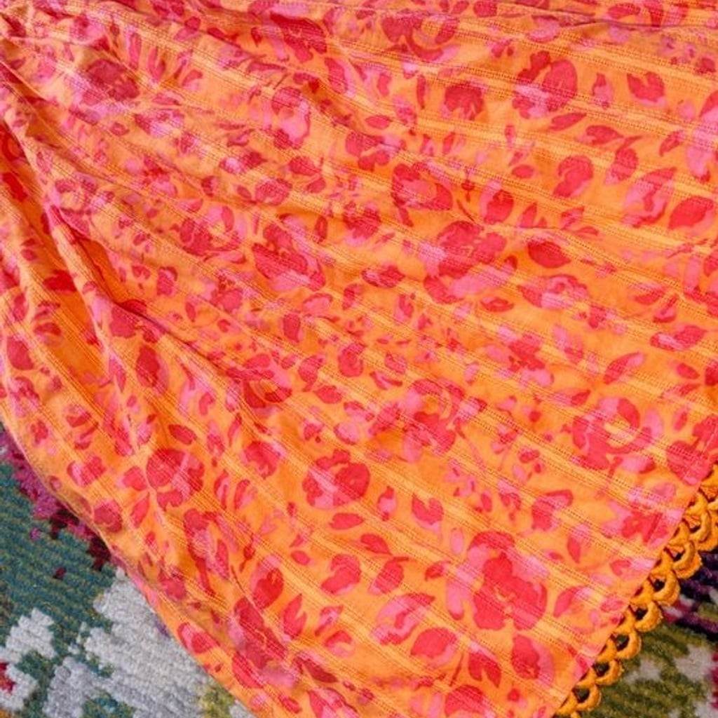 Joiie Orange Pink Patterned Kids A Line Dress  Sz 8