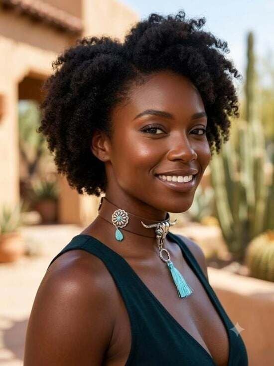 Turquoise Tassel Southwestern Choker Necklace -