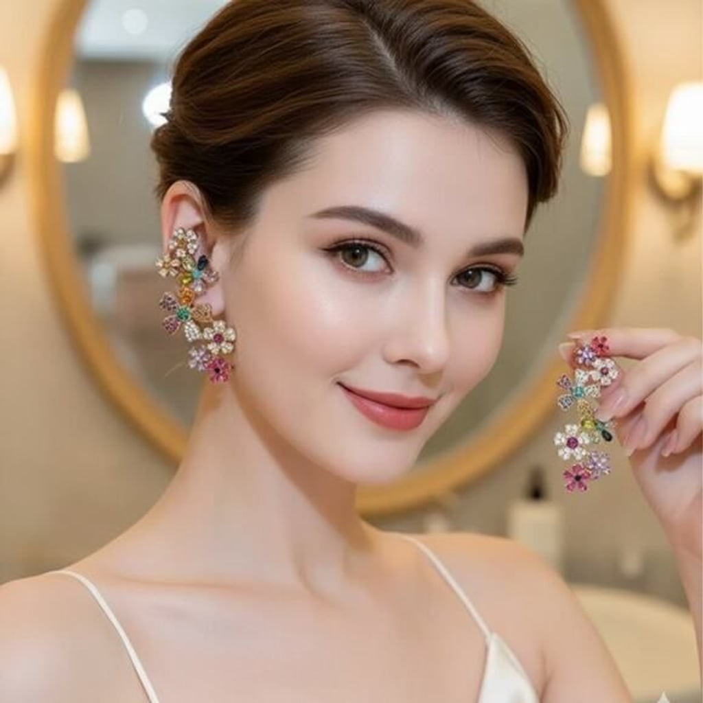 GORGEOUS! Sparkle Golden Floral Earrings