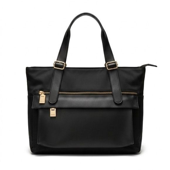 LJS Collection Elegant Shoulder Bag Tote Black Gold Carry On 17x12”
