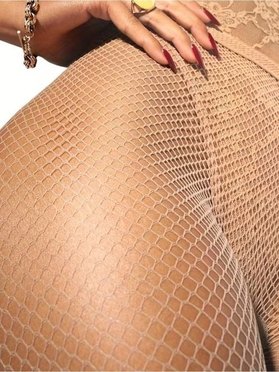 1 x Sparkle Rhinestone Fishnet Tights in Nude