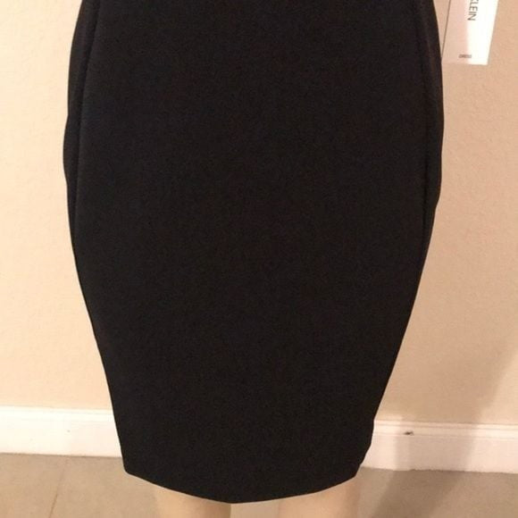NWT Calvin Klein Classic Black Midi Tulip Sleeve Dress Sz 6