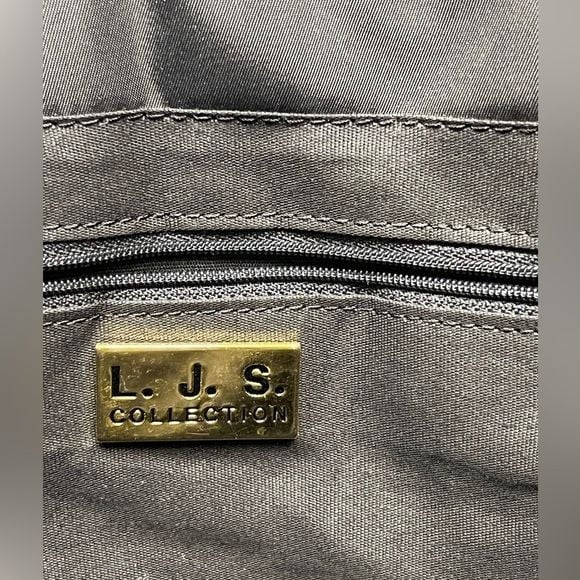 LJS Collection Elegant Shoulder Bag Tote Black Gold Carry On 17x12”