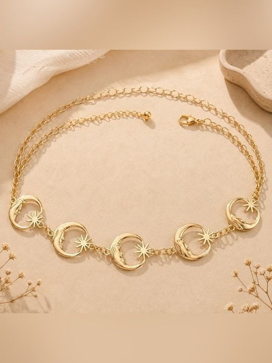 Gold Crescent Link Waist Chain Belt - Women's Accessory