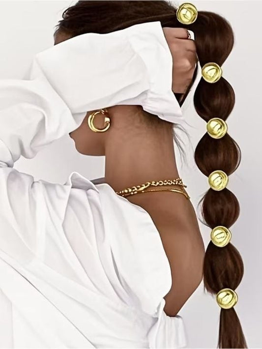 Gold Bubble Ponytail Rings - Women's Hair Accessories