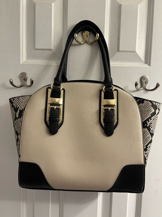 Apt. 9 Structured Two-Tone Dome Satchel Handbag - Black & Cream