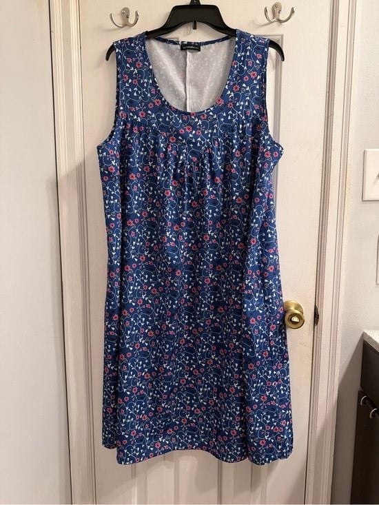 Just Now Fashion Blue Floral Scoop Neck Sleeveless Mini Dress XL