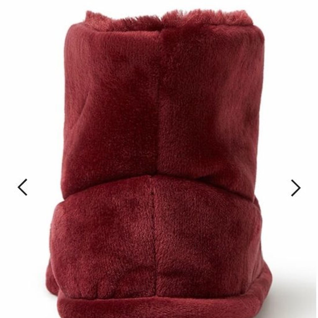 dearfoams Red Plush-Lined Slip-On Slippers Size L 9/10