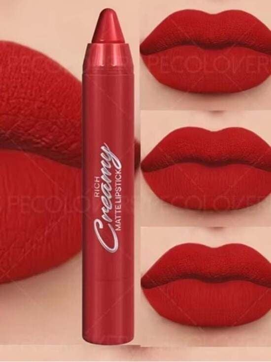 Creamy Rich Matte Lipstick Crayon — Bold Red