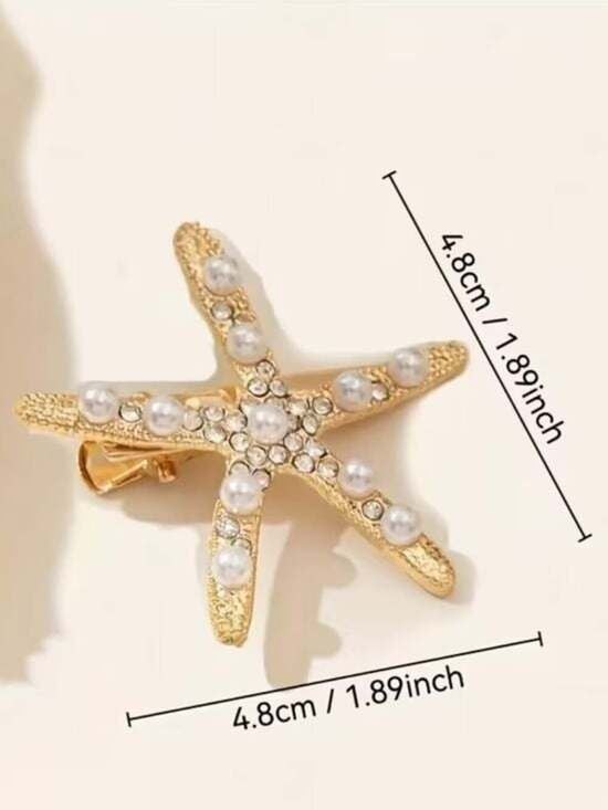 3 Pearl & Crystale Starfish Hair Clips - Women Accessories Bridal Vacation Chic