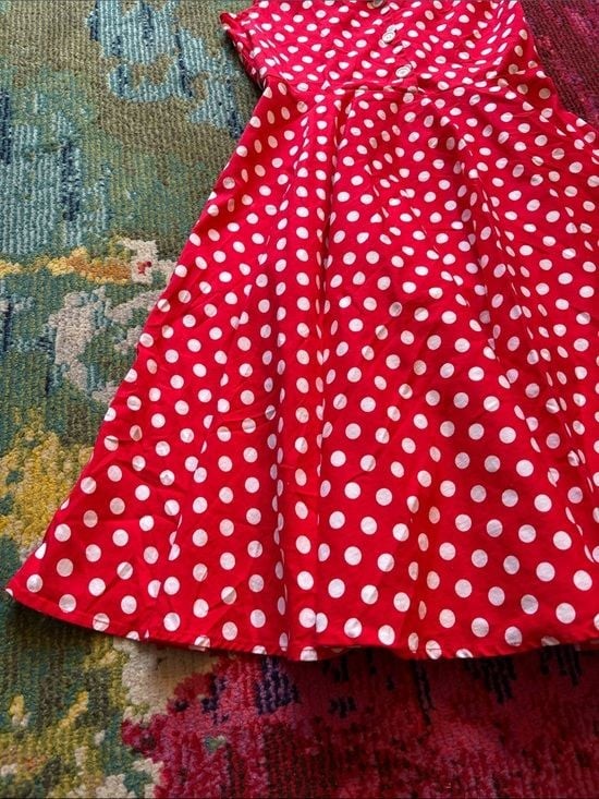 Grace Karin Red & White Polka Dot Sleeveless Fit-and-Flare Dress for Kids 10-11Y