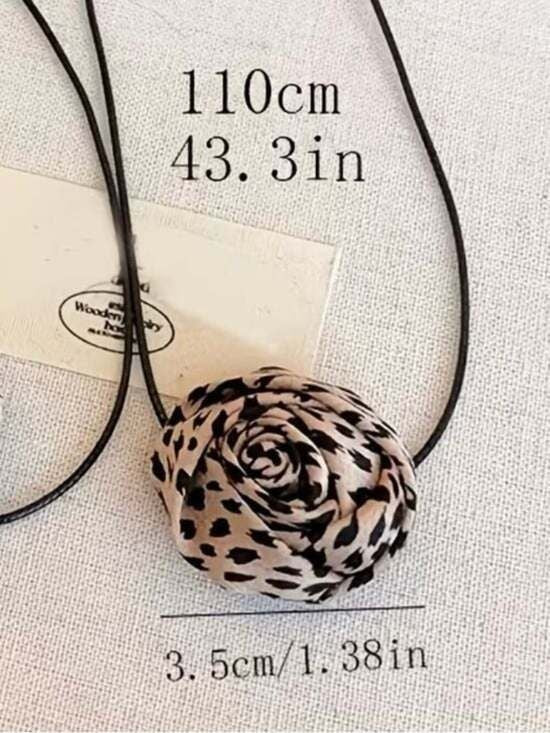 Leopard Rosette Wrap Choker Necklace - Black and Tan