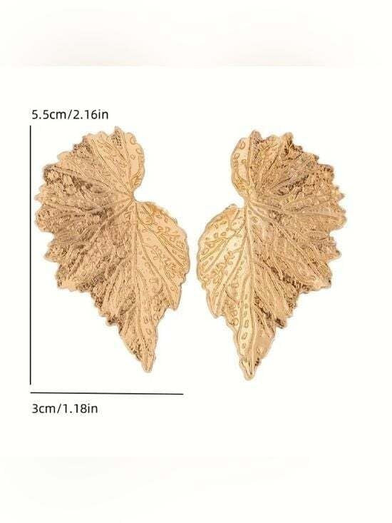 Silver Leaf Drop Earrings - Sculpted Women's Jewelry