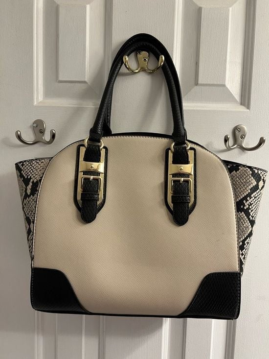 Apt. 9 Structured Two-Tone Dome Satchel Handbag - Black & Cream