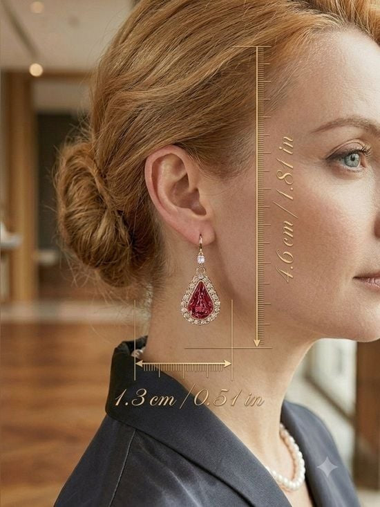 Elegant Red Pear-Cut Crystal Drop Earrings