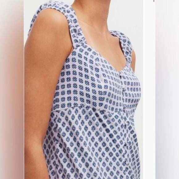 Last One! NWT MADEWELL Patterned Button Down Mini Dress Soft Blue Sz 6