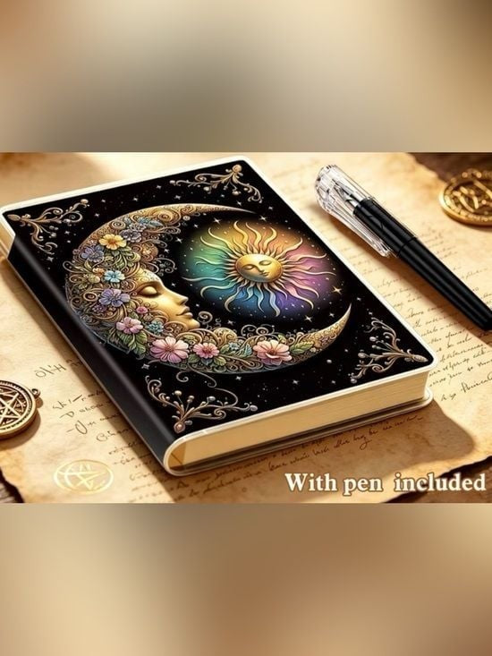 Moon Charm Design Notebook Journal Hardcover – Multicolor