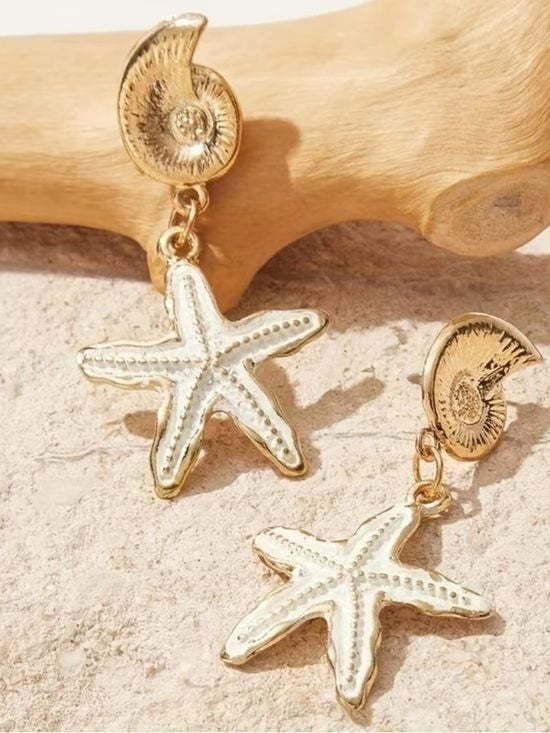 Gold Starfish Drop Earrings