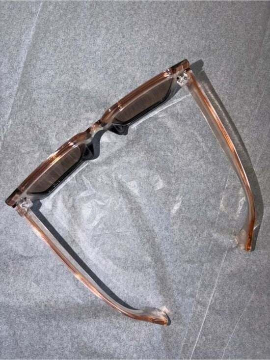 Gradient Clear-to-Black Square Sunglasses with Brown Lenses