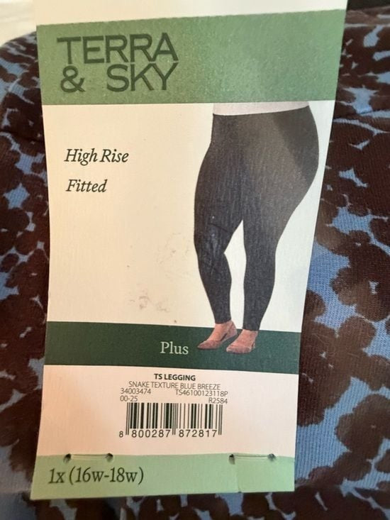 Terra & Sky Blue Breeze Snake-Print High-Rise Leggings - Plus 1X 16W-18W