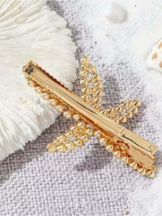 3 Pearl & Crystale Starfish Hair Clips - Women Accessories Bridal Vacation Chic