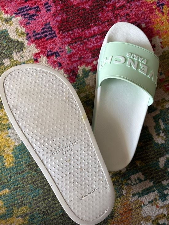 Givenchy Mint Green and White Men’s Slide Sandals 7.5