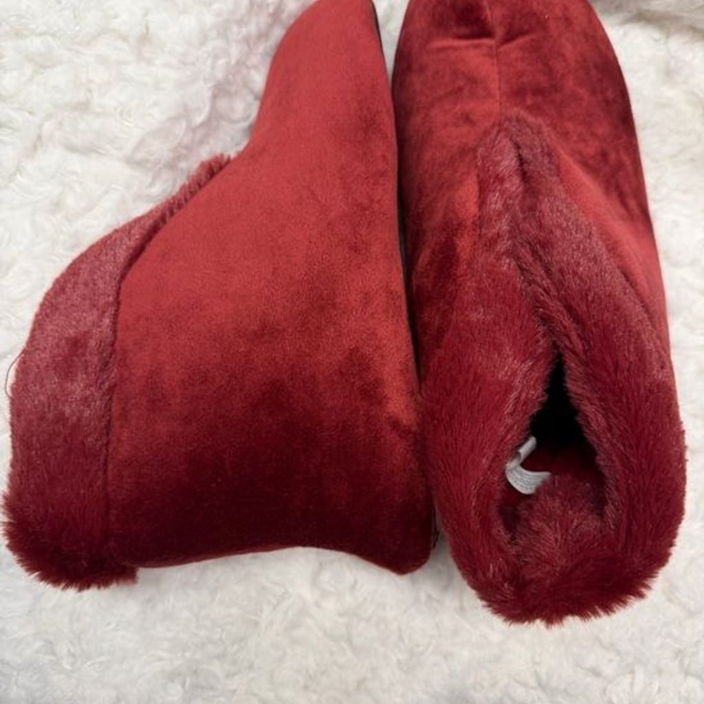 dearfoams Red Plush-Lined Slip-On Slippers Size L 9/10