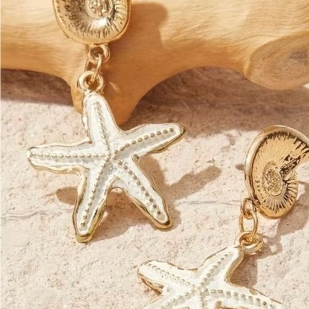Elegant Beach Starfish Drop Earrings - Coastal Women’s Jewelry