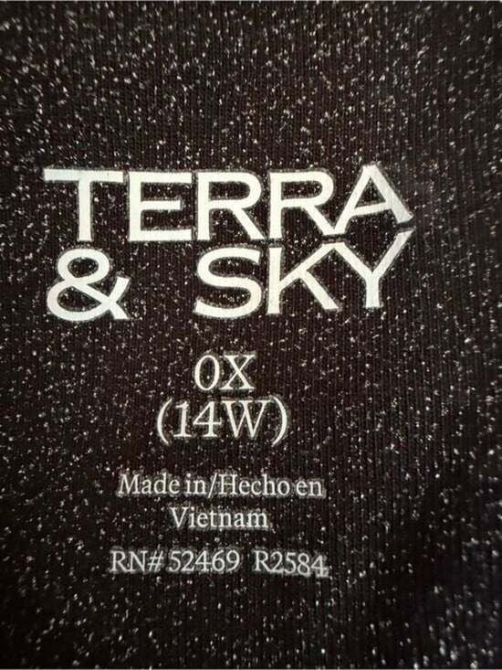 Terra & Sky Black Glitter High-Rise Fitted Leggings Sparkle Black Size 14w 0X