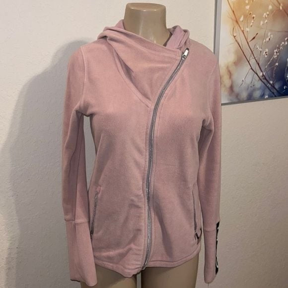 Calvin Klein Pink Fleece Logo Sleeve Zip Up Hoodie Small