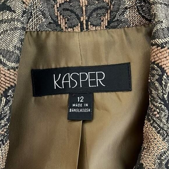 KASPER Textured Gold Black Paisley Classic Blazer Size 12