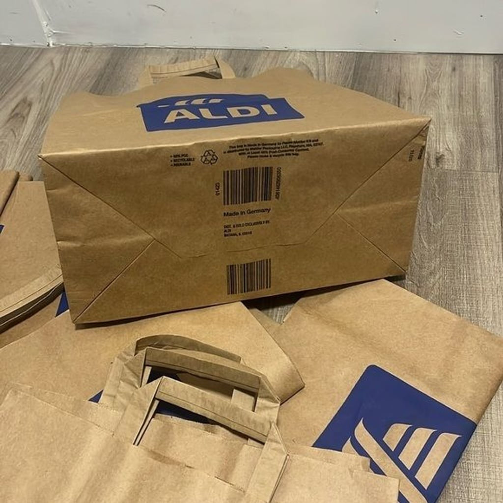 ALDI 20 Grocery Brown Paper Bags