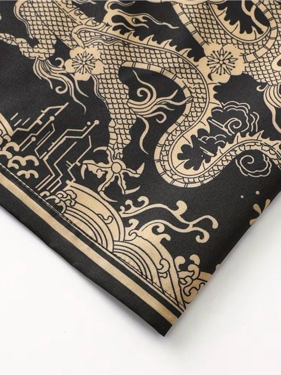 Black Dragon Printed Kimono Jacket Medium