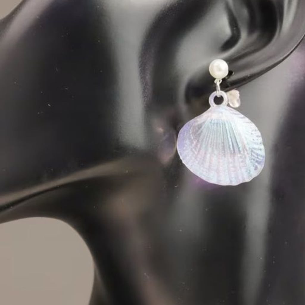 Iridescent Pearl Shell Drop Earrings - Women Jewelry
