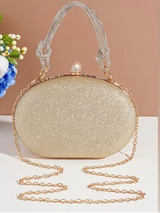 Crystal Jeweled Oval Evening Bag - Multicolor