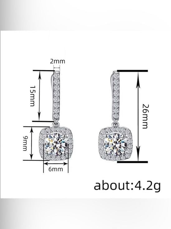 Halo Drop Earrings - Silver Tone Elegant Sparkling White CZ