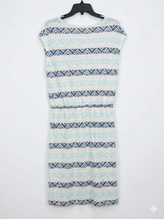 Sonoma Striped Drawstring Midi Dress in Light Blue and Navy Sz Medium