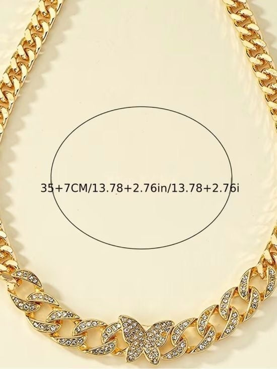 Gold Crystal Butterfly Choker Necklace