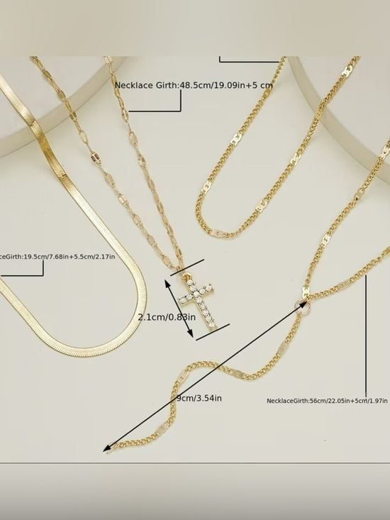 5 Pieces Gold Layered Multicolor Gemstone Cross Necklaces for Women