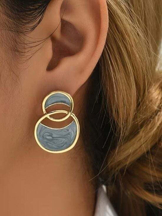 Contemporary Swirl Double Circle Earrings