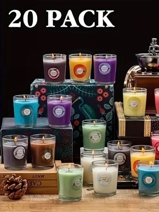 20 Pack Strong Scented Candles Gift Set Aromatherapy Glass Jar Candles