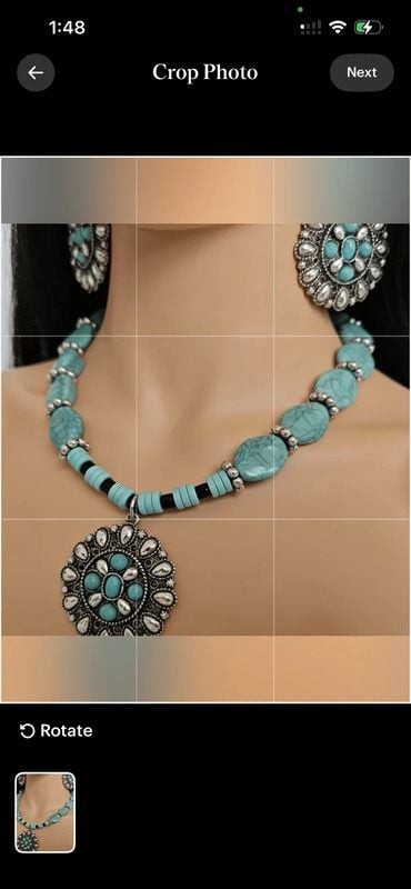 Turquoise Bead Statement Necklace with Pendant - Women Jewelry