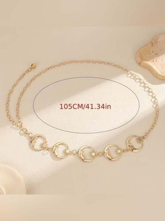 Gold Moon & Star Link Belt - Women Accessories