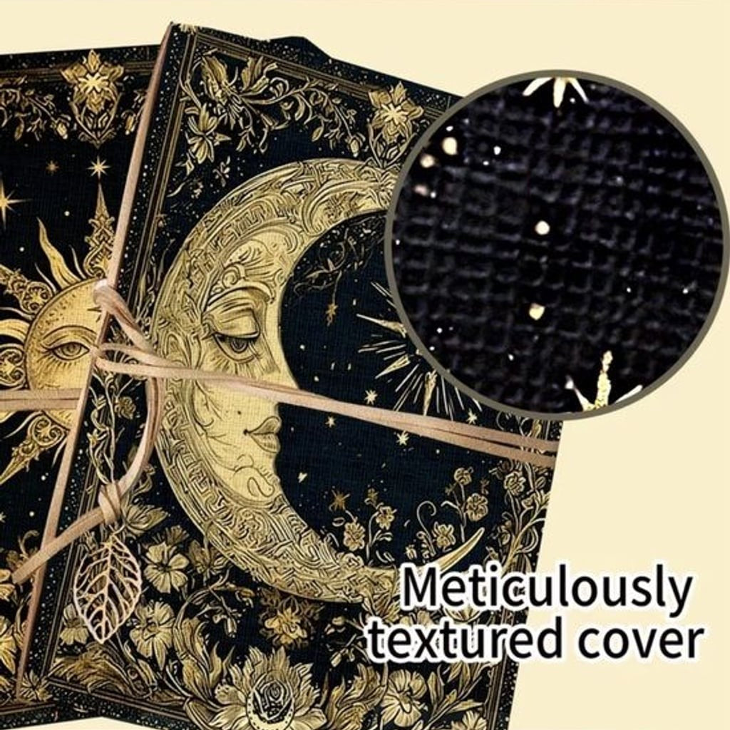 Celestial Moon Embossed Journal - Black & Gold